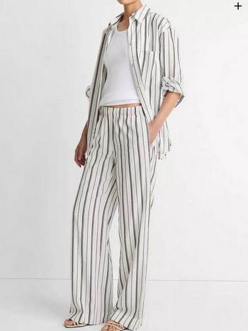 VINCE Resort Stripe Pull-On Pant - Black & White