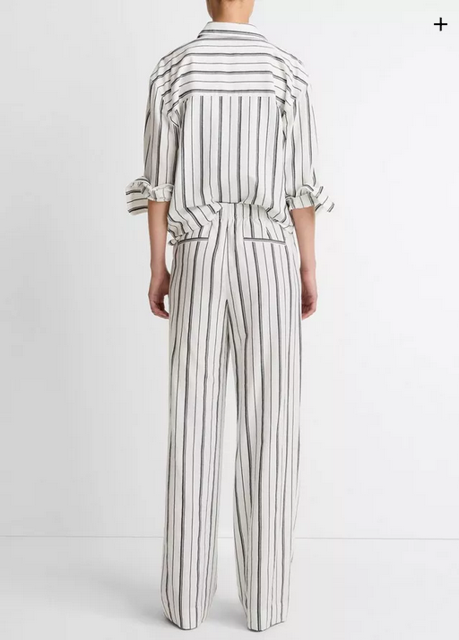 VINCE Resort Stripe Pull-On Pant - Black & White