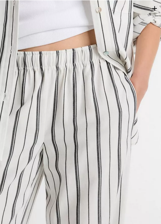 VINCE Resort Stripe Pull-On Pant - Black & White