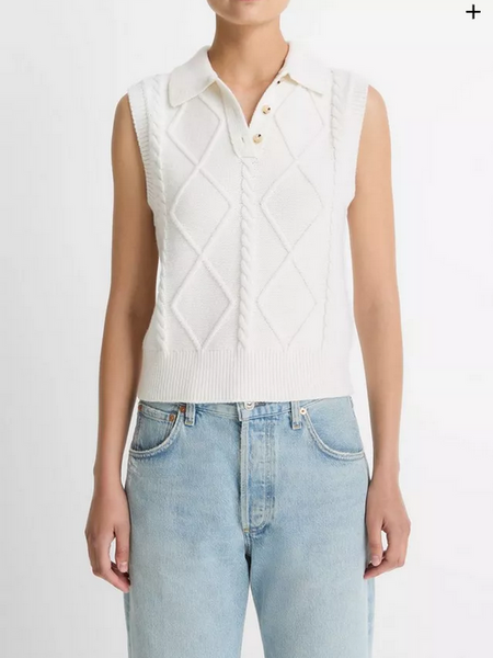 VINCE Polo Cable Knit Vest