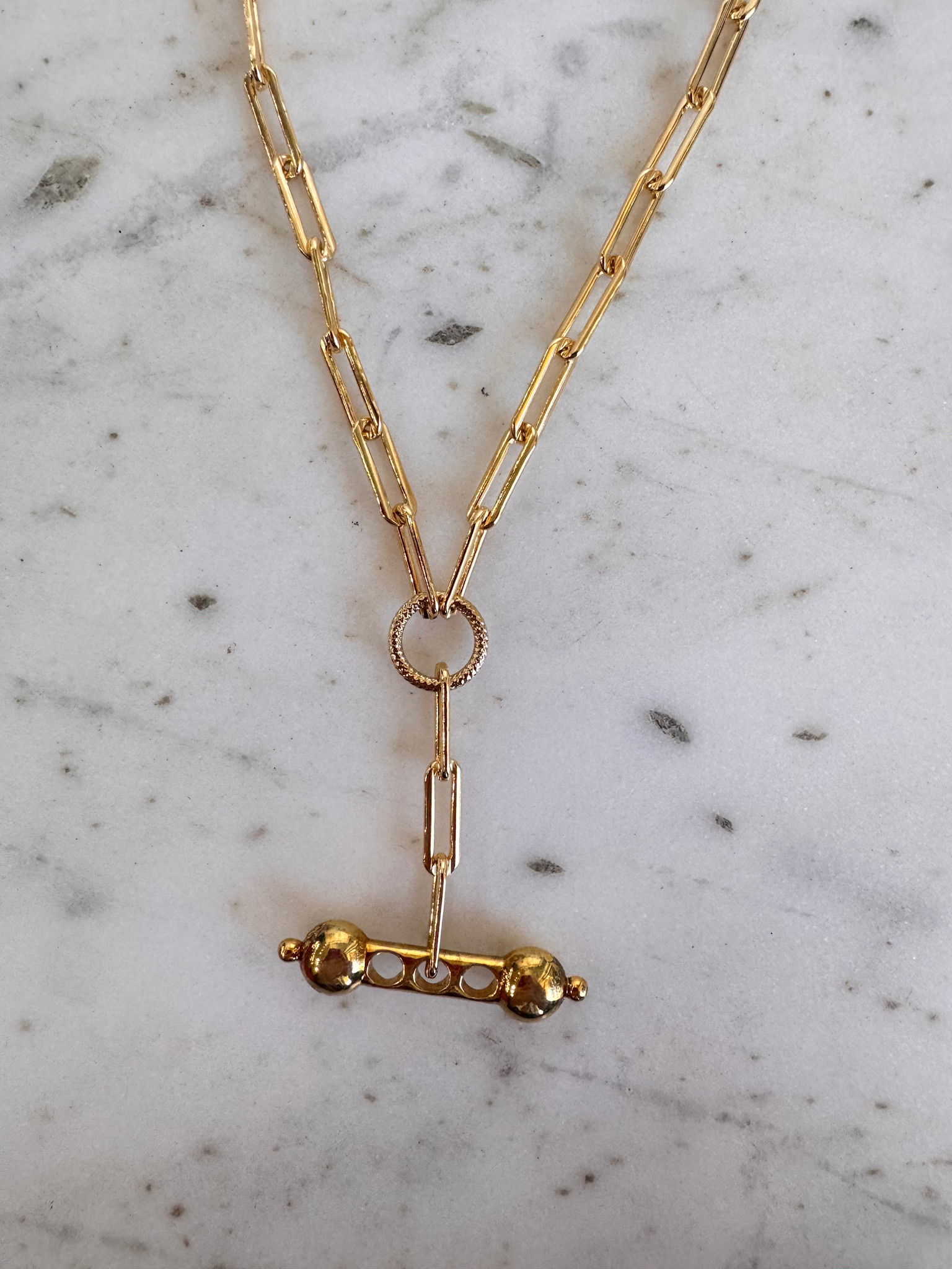 SENNOD Paperclip Chain with Dangling Bar Necklace