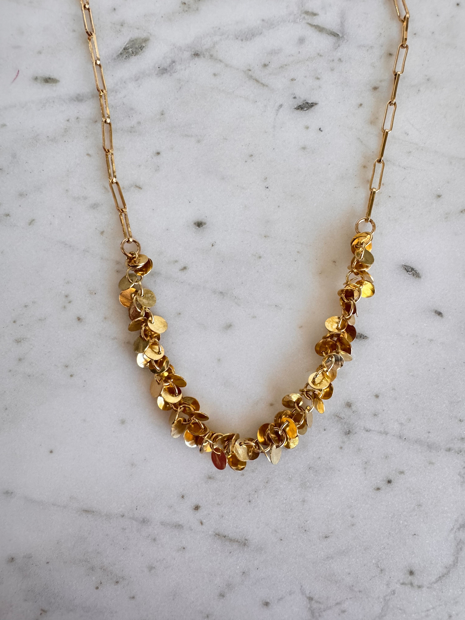 SENNOD Gold Disc Dangle Gypsy Necklace 16-18"