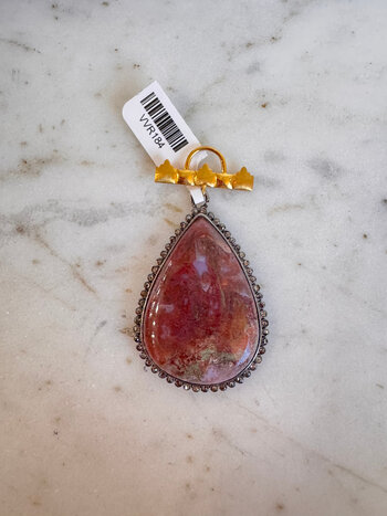 SENNOD Two Tone Pink Moss Agate with Diamond Bar Vignette