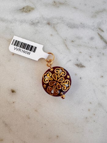 SENNOD Wine Enamel Puffed Disc Vignette