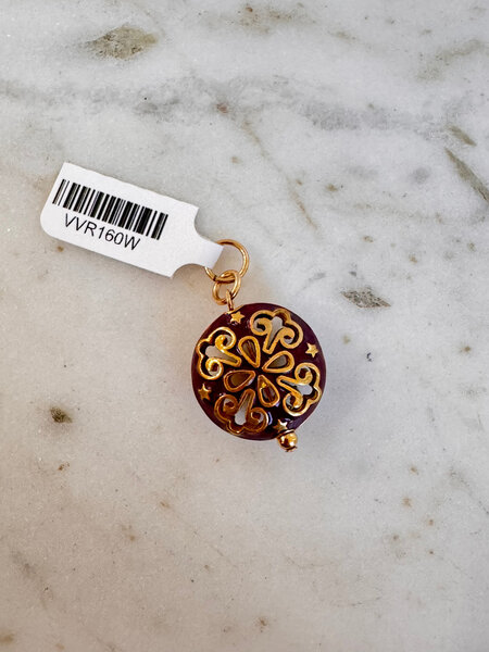 SENNOD Wine Enamel Puffed Disc Vignette