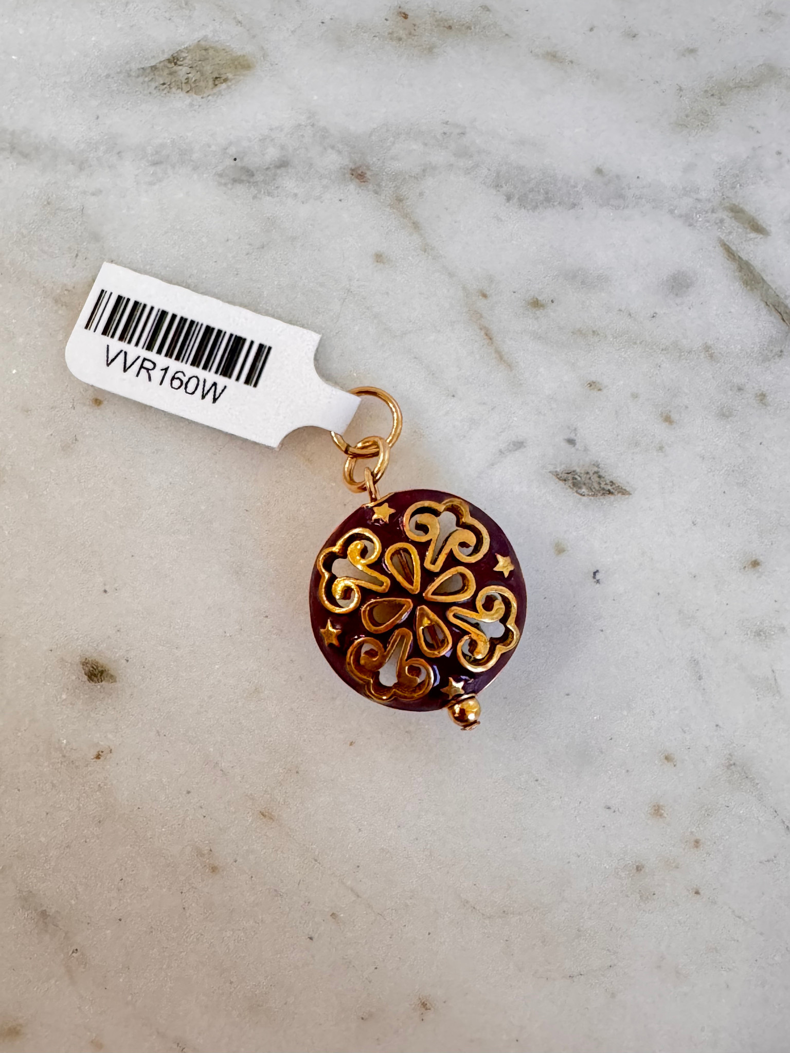 SENNOD Wine Enamel Puffed Disc Vignette