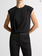 VINCE Pima Cotton Draped Sleeveless Top - Black
