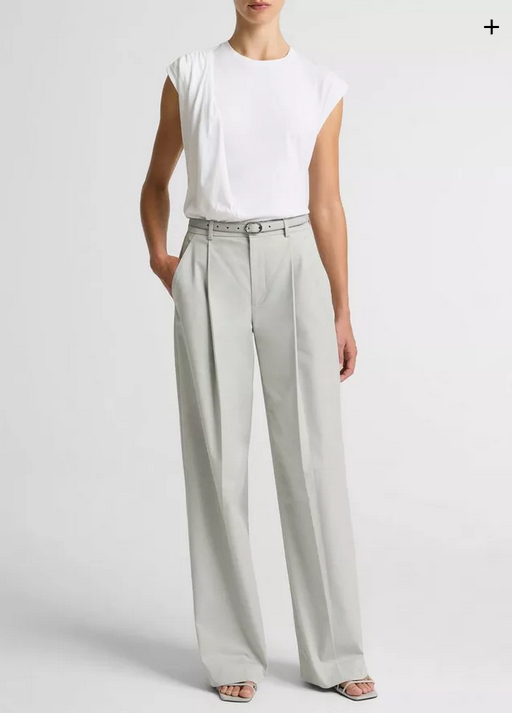 VINCE Pima Cotton Draped Sleeveless Top - Optic White