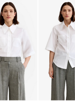 SMYTHE 3/4 Sleeve Point Collar Shirt - White