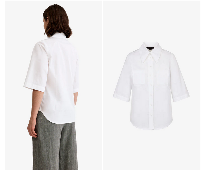 SMYTHE 3/4 Sleeve Point Collar Shirt - White