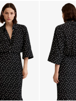 SMYTHE 3/4 Sleeve Relaxed Sleeve - Black Polka Dot