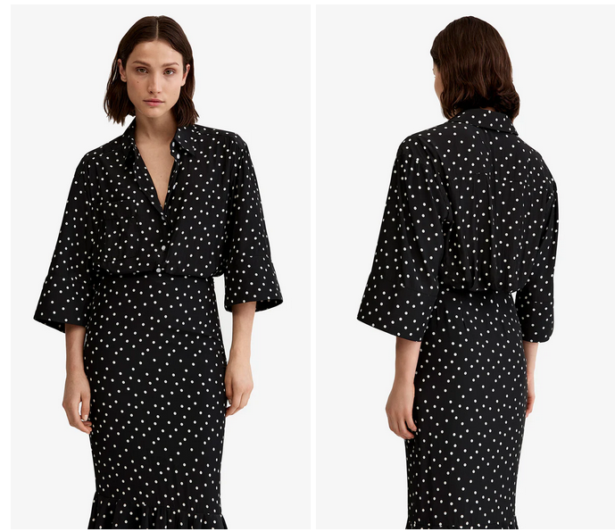 SMYTHE 3/4 Sleeve Relaxed Sleeve - Black Polka Dot