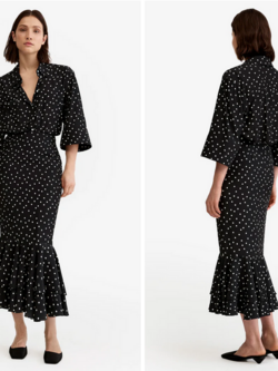 SMYTHE Tiered Midi Skirt - Black Polka Dot