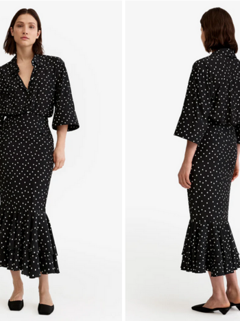 SMYTHE Tiered Midi Skirt - Black Polka Dot