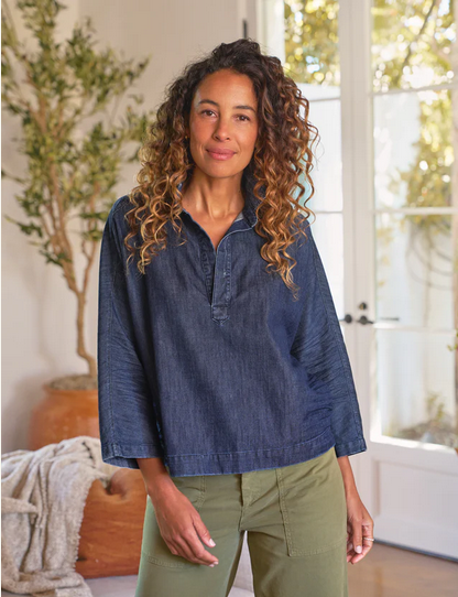 FRANK & EILEEN Gabi Popover Shirt - Vintage Dark Indigo Wash