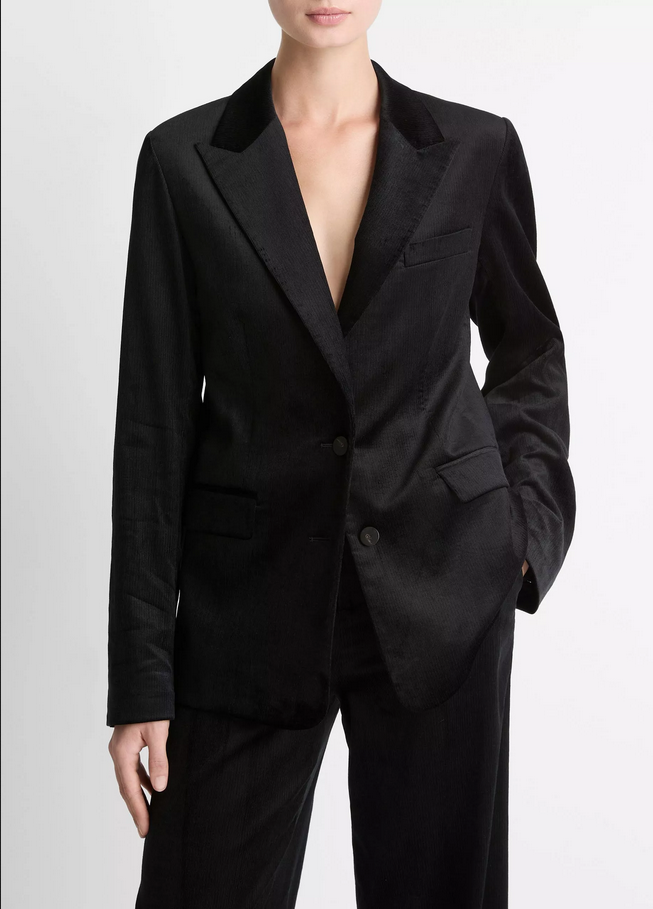 VINCE Italian Velvet Blazer - Black