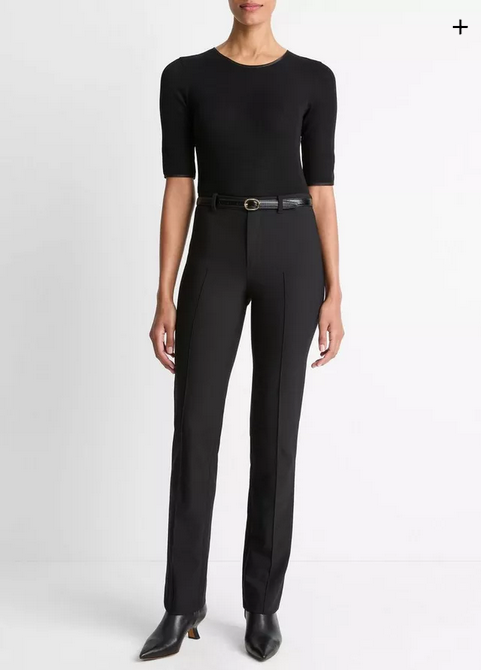 VINCE Cotton-Blend Slim Cigarette Pant - Black