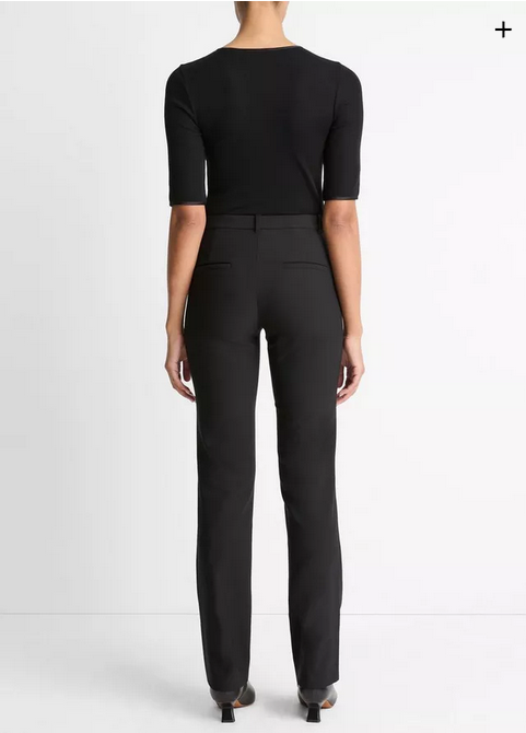 VINCE Cotton-Blend Slim Cigarette Pant - Black