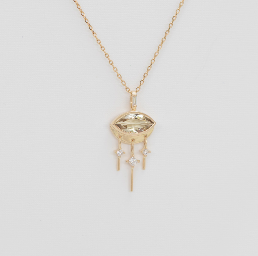 CELINE DAOUST Tourmaline Marquis Eye and Diamond Necklace