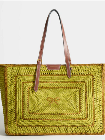 ANYA HINDMARCH E/W Raffia Bow Tote - Caper Green
