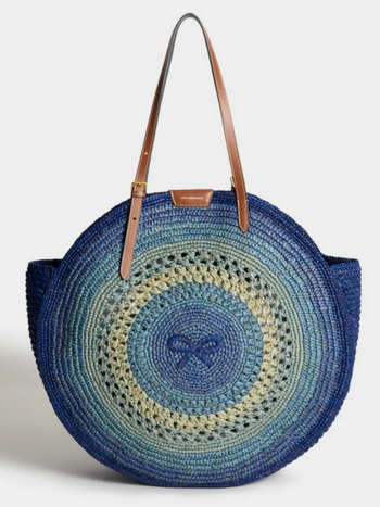 ANYA HINDMARCH Raffia Round Bow Tote - Monday Blue
