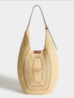 ANYA HINDMARCH Raffia Bow Hobo Bag - Natural
