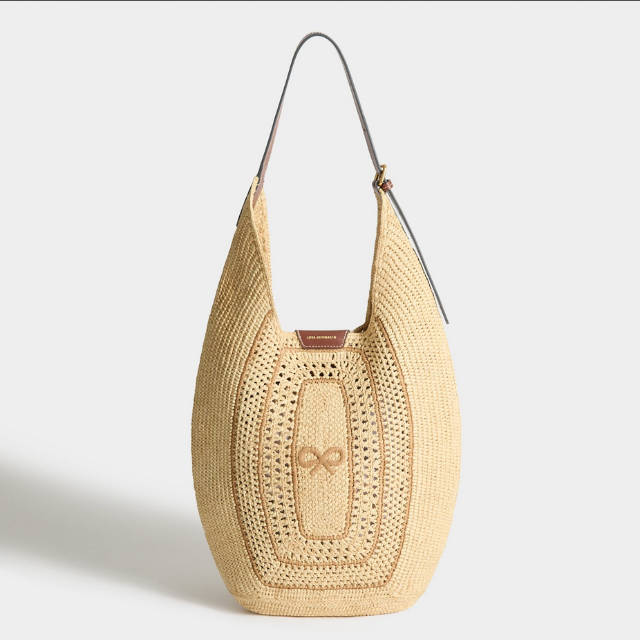 ANYA HINDMARCH Raffia Bow Hobo Bag - Natural