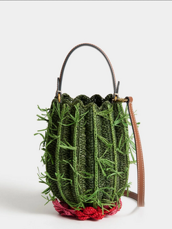 ANYA HINDMARCH Raffia Crossbody Cactus - Khaki