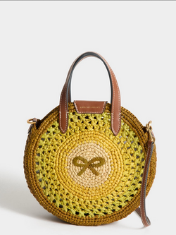 ANYA HINDMARCH Raffia Small Round Bow Crossbody - Caper Green