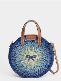 ANYA HINDMARCH Raffia Small Round Bow Crossbody - Monday Blue