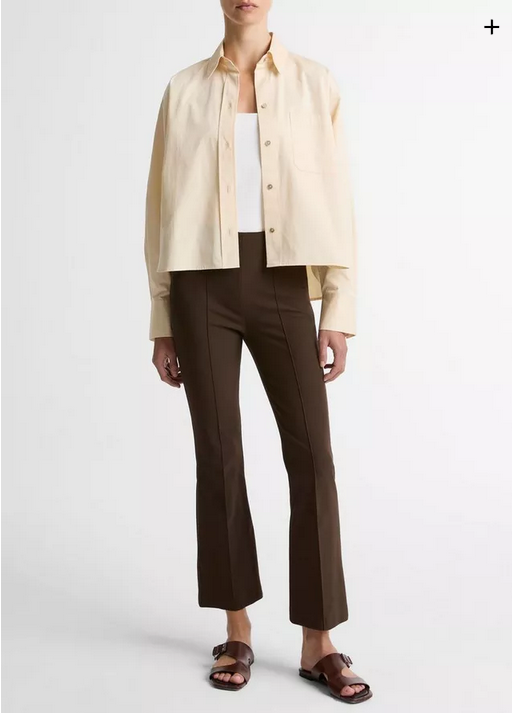 VINCE Niki Mid-Rise Pintuck Crop Flare Pant - Willow