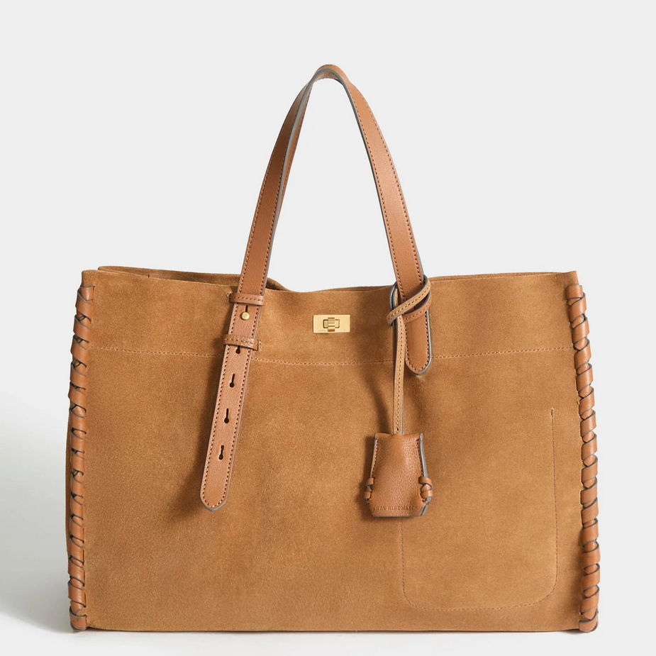 ANYA HINDMARCH Mortimer Tote - Pecan Reverse Suede