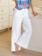 FRANK & EILEEN West Village Wide Leg Trousers - White Performance Linen