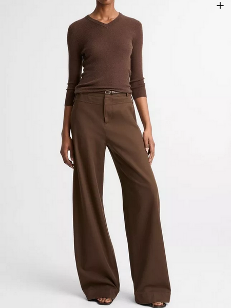 VINCE Cotton Utility Double-Waist Wide-Leg Pant
