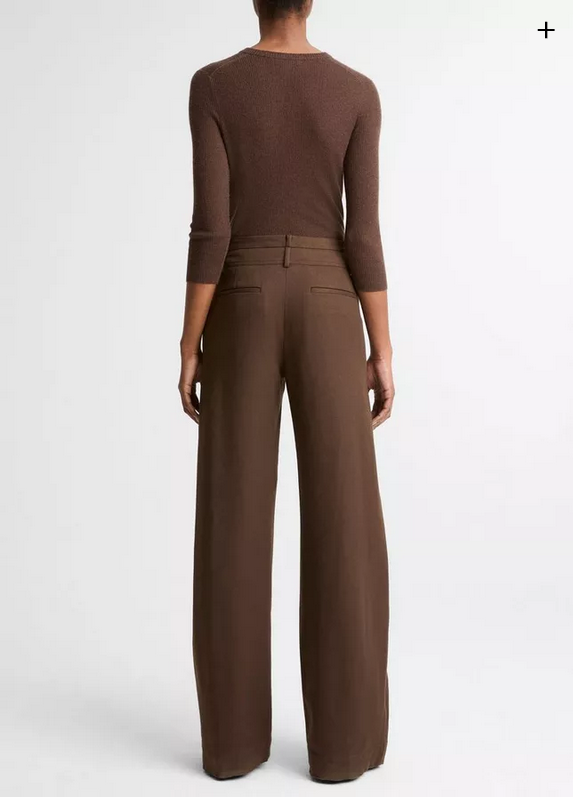 VINCE Cotton Utility Double-Waist Wide-Leg Pant - Willow