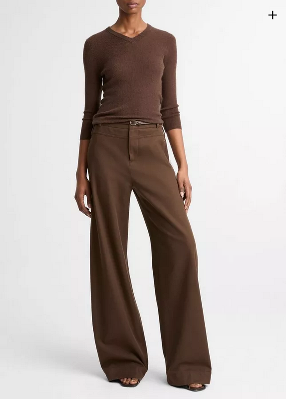VINCE Cotton Utility Double-Waist Wide-Leg Pant - Willow
