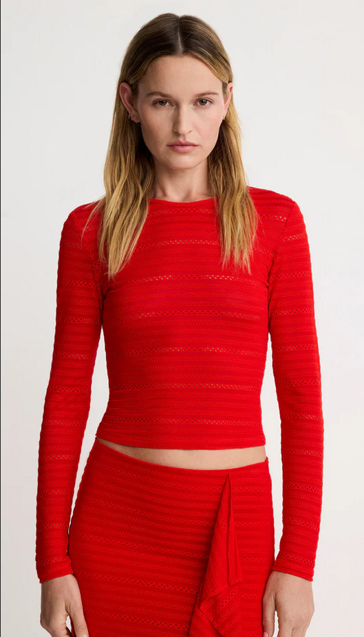 SMYTHE Long Sleeve Cropped Crewneck - Chili
