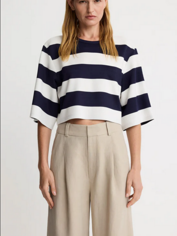 SMYTHE Cropped Swing Tee - Navy/White