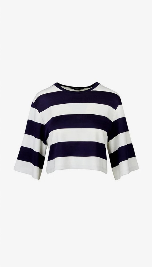 SMYTHE Cropped Swing Tee - Navy/White