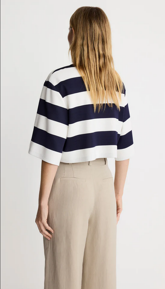 SMYTHE Cropped Swing Tee - Navy/White