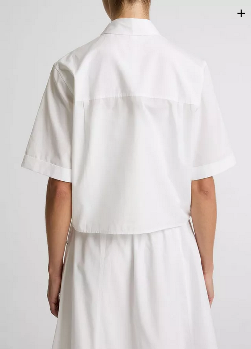 VINCE Scallop Detail Button Front Shirt - Optic White