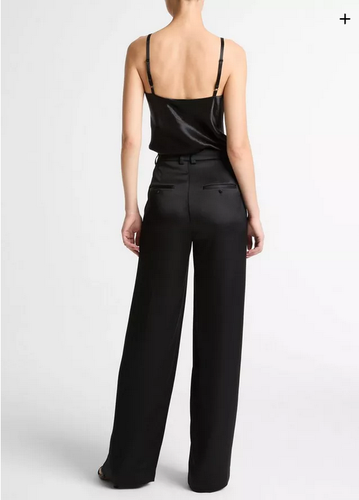 VINCE Satin High-Waist Trouser - Black