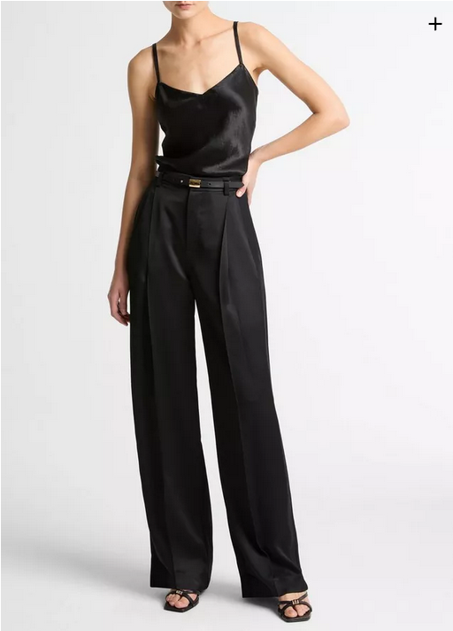 VINCE Satin High-Waist Trouser - Black