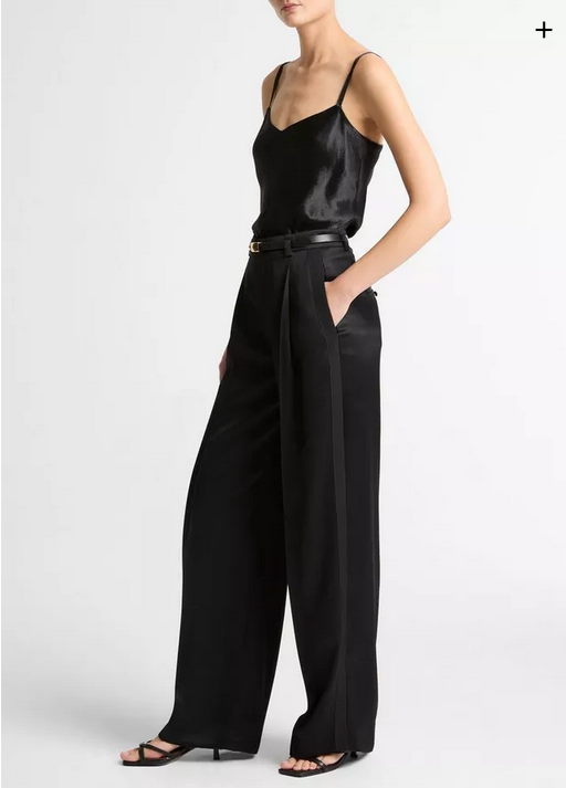 VINCE Satin High-Waist Trouser - Black