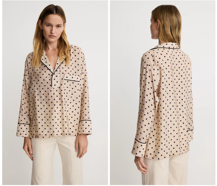 SMYTHE Pajama Shirt - Stone Polka Dot