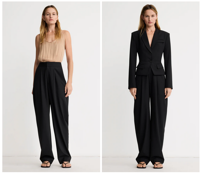 SMYTHE Tapered Pleated Pant - Black