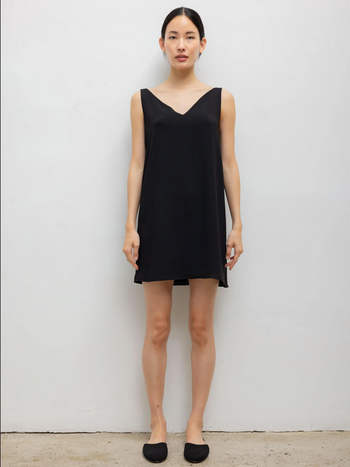 LESET Ari V Neck Mini Dress - Black