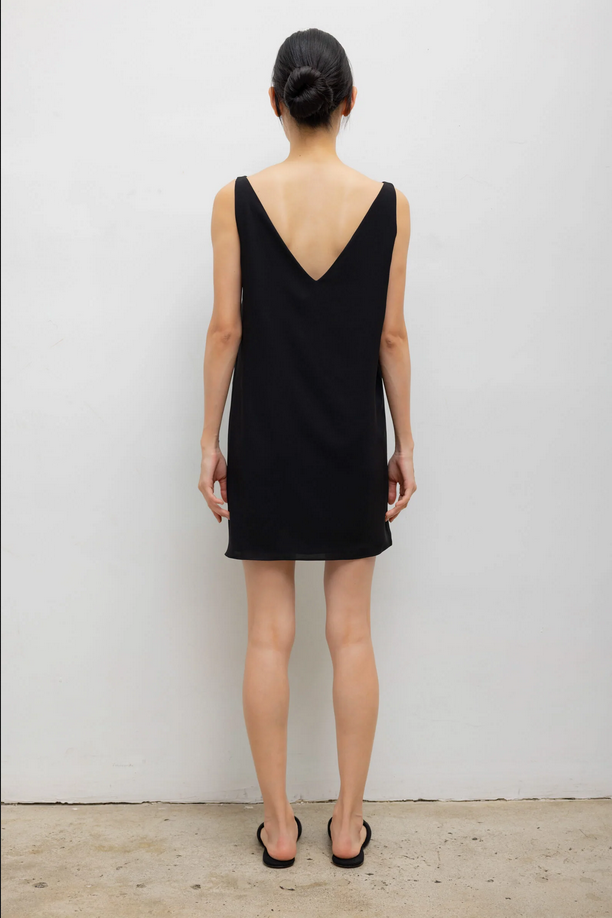 LESET Ari V Neck Mini Dress - Black