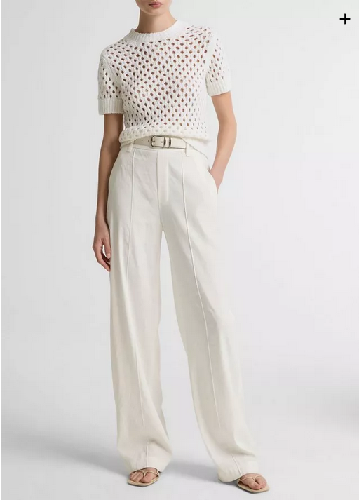 VINCE Joan High-Rise Linen Pull On Pant - Off White