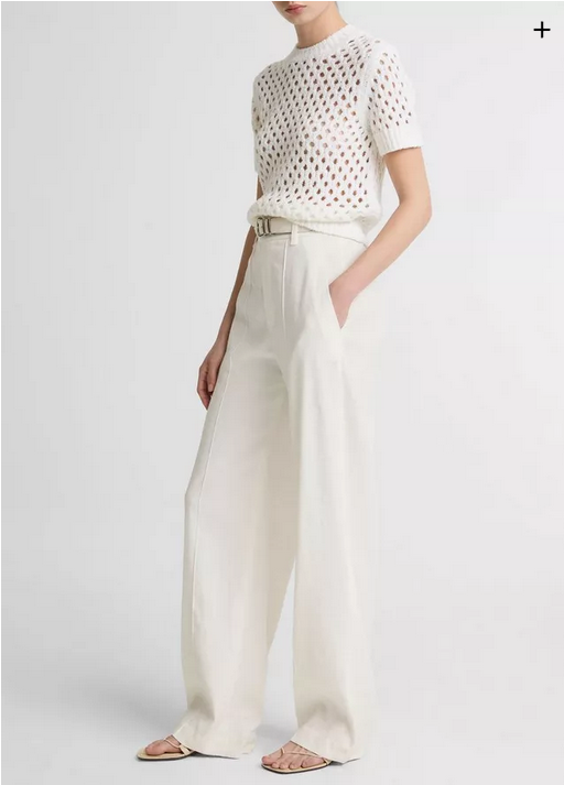 VINCE Joan High-Rise Linen Pull On Pant - Off White